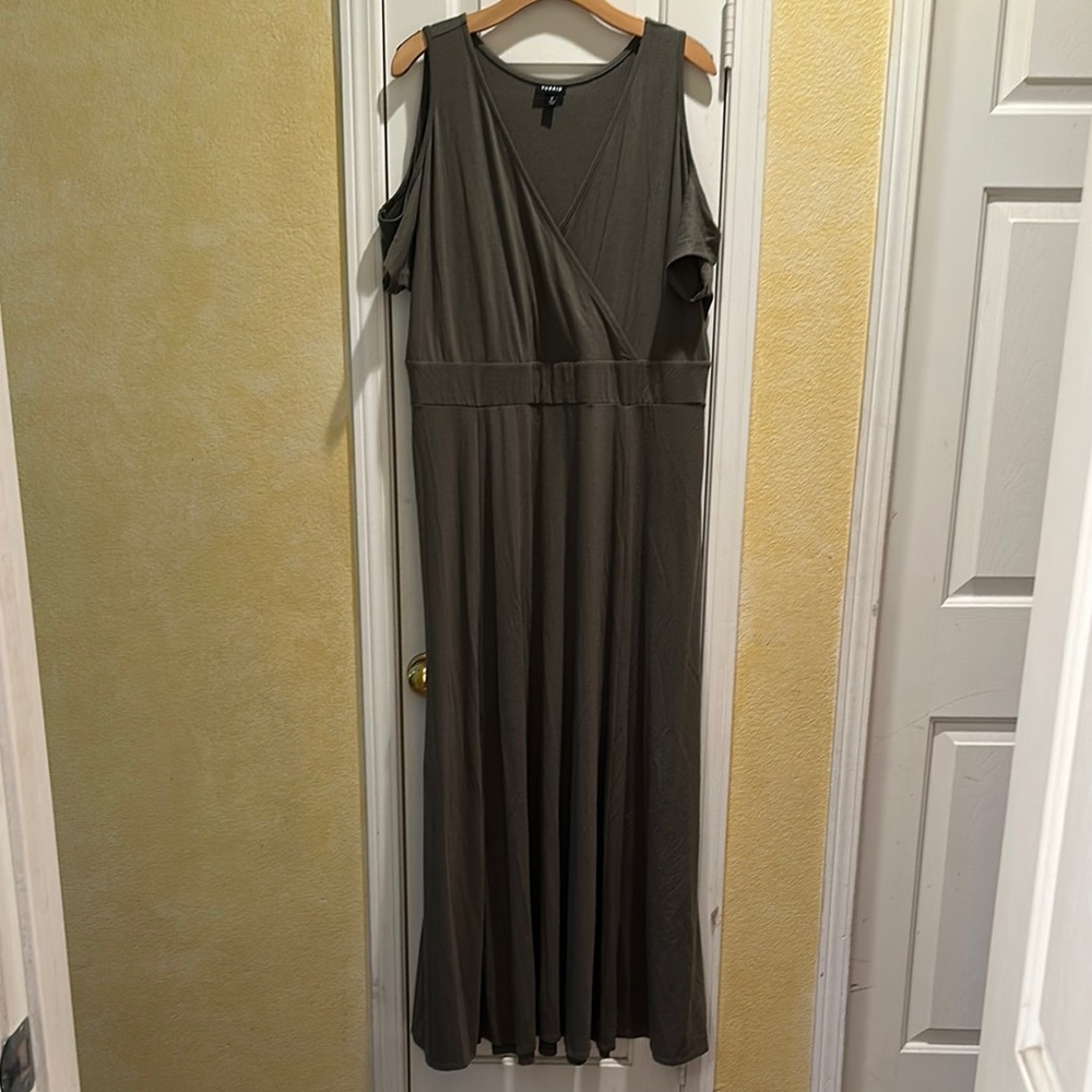 Torrid Elegant Olive Green Cold Shoulder Maxi Dress